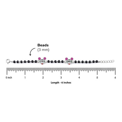 Real Black beads mickey mouse silver nazariya for kids