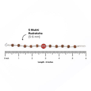Rudraksha Silver Bracelet with Ram Single Line for Kids