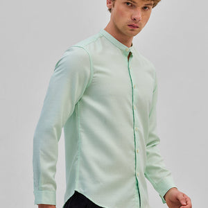 Mint Mandarin Slim Fit Shirt