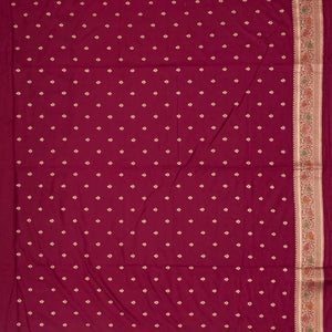 Maroon Woven Blended Dupion Saree With Meena Floral Motifs