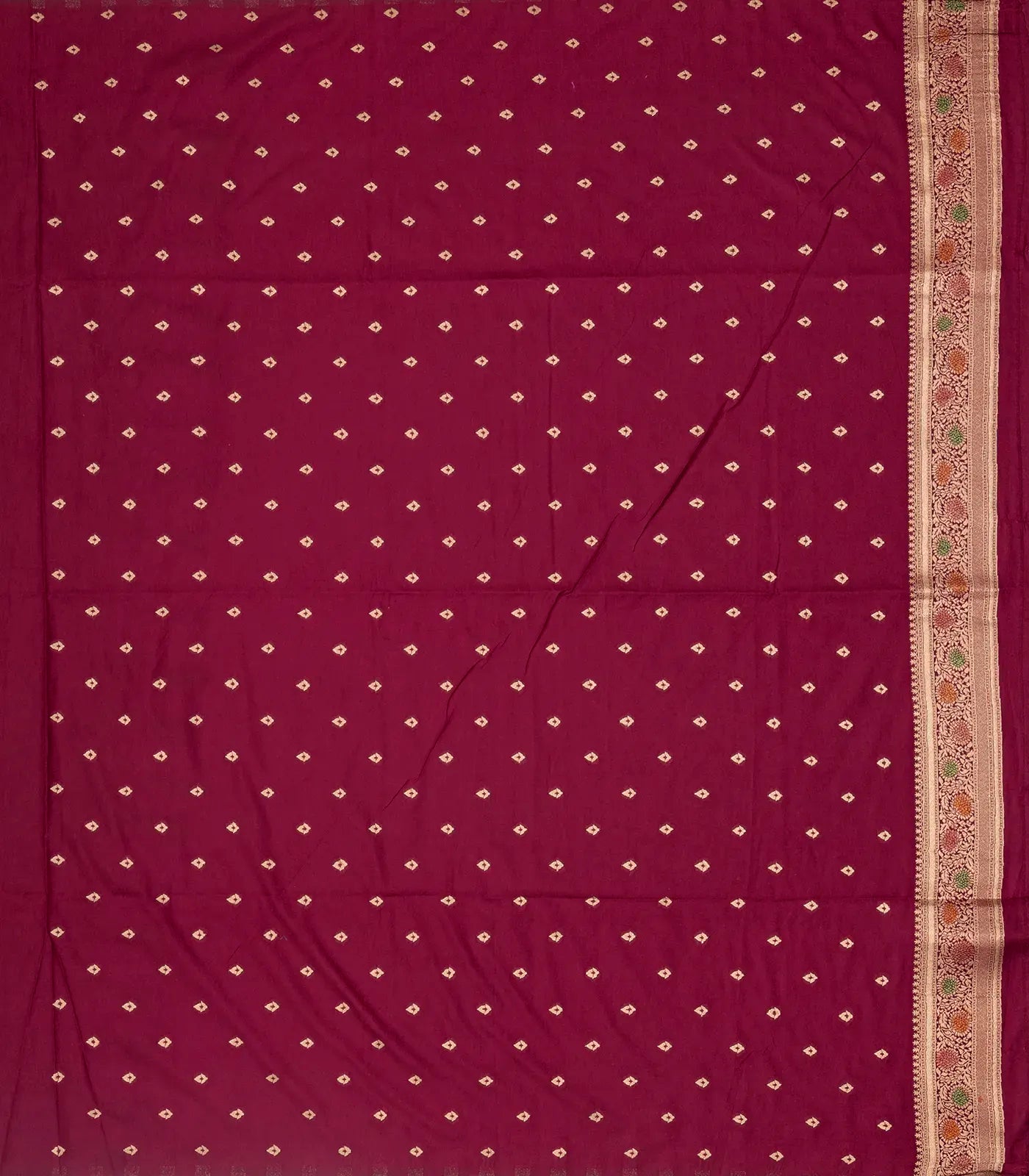 Maroon Woven Blended Dupion Saree With Meena Floral Motifs