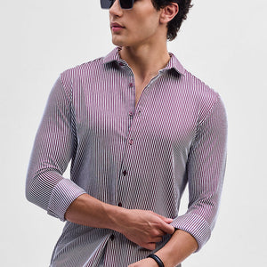 Purple Stripes Slim Fit Stretch Shirt