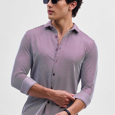 Purple Stripes Slim Fit Stretch Shirt