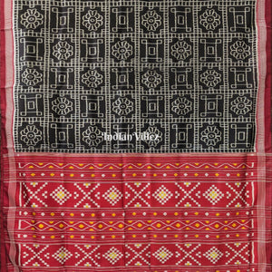 Black Maroon Odisha Ikat Contemporary Silk Saree
