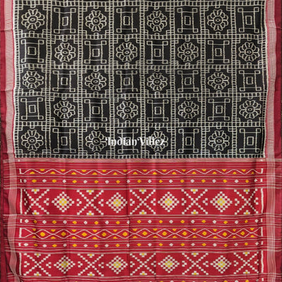 Black Maroon Odisha Ikat Contemporary Silk Saree