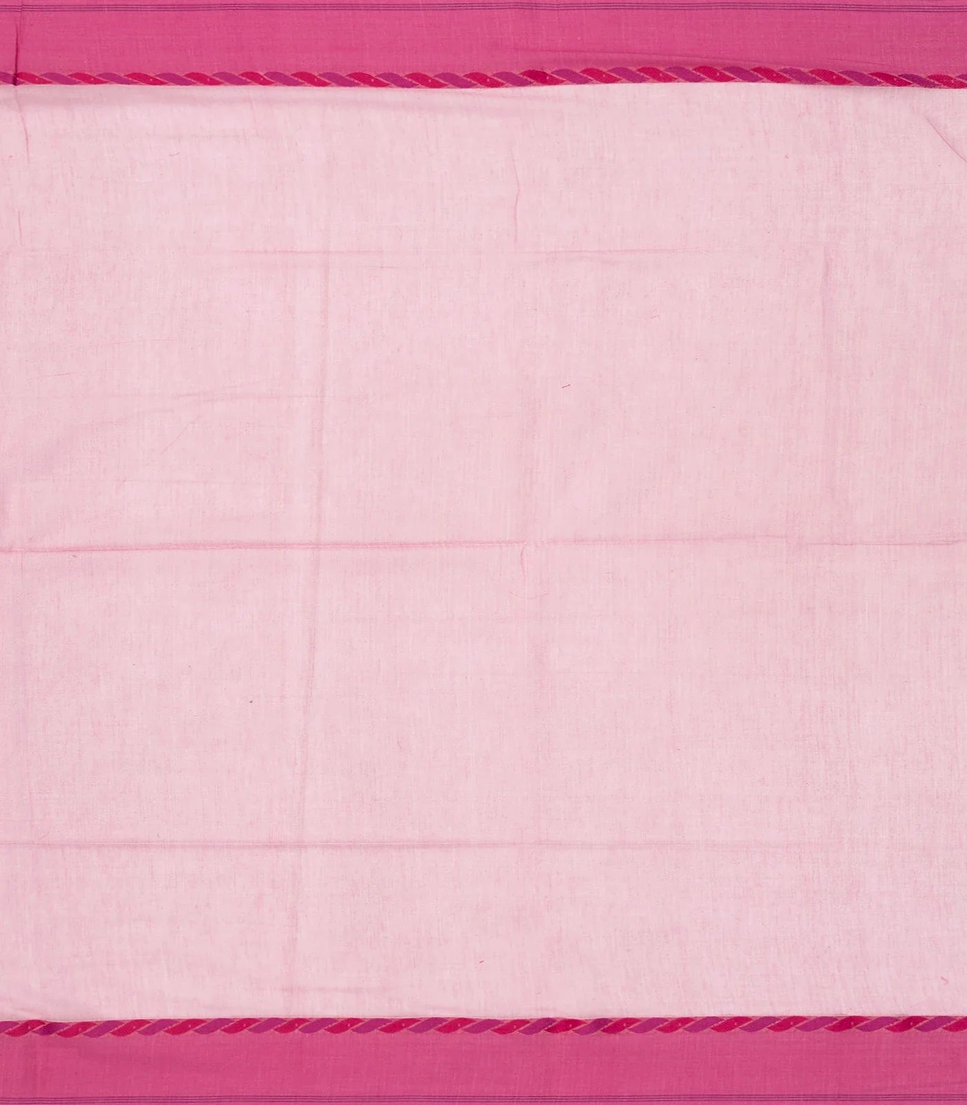 BubbleGum Pink Handloom Bengal Cotton Saree And Pink Border