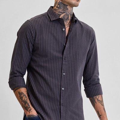 Grey Stripes Slim Fit Shirt