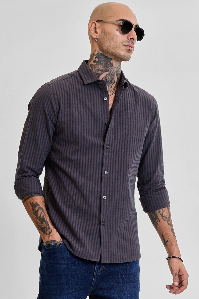 Grey Stripes Slim Fit Shirt