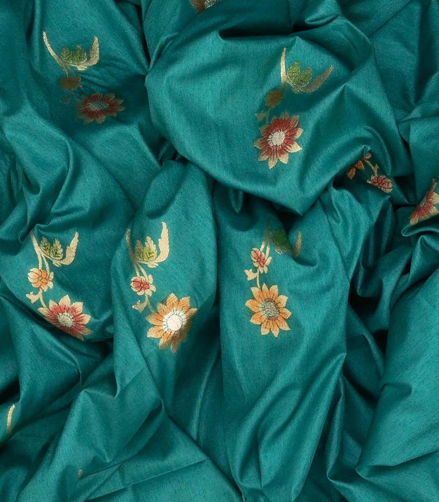 Cyan Woven Blended Dupion Saree With Konia Butta Motifs