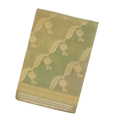 Cardamom Green Woven Banarasi Tissue Rangkat Saree With Embroidery