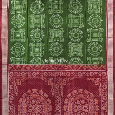 Mehendi Green Tribal Theme Sambalpuri Silk Saree