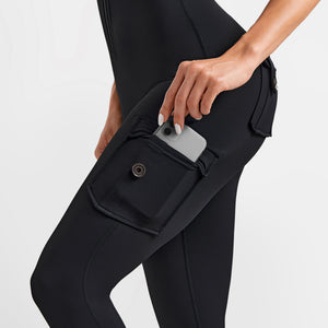 Cargo Pocket Long Bodysuit - Black