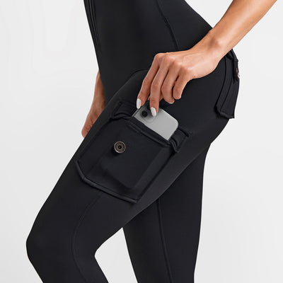 Cargo Pocket Long Bodysuit - Black
