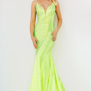 Taffeta Beaded Fitted Sleeveless Gown by Jovani 08157