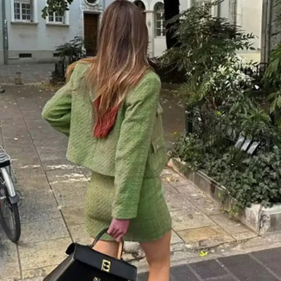 Sare Luxe Tweed 2 Pc Set - Set of Jacket and Skirt
