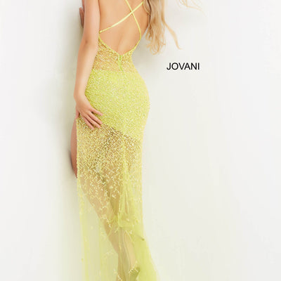 Fitted Sleeveless Sheer Slit Gown by Jovani 08225