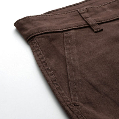 Men's Brown Relaxed Fit Solid Cargos