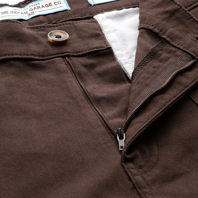 Men's Brown Relaxed Fit Solid Cargos
