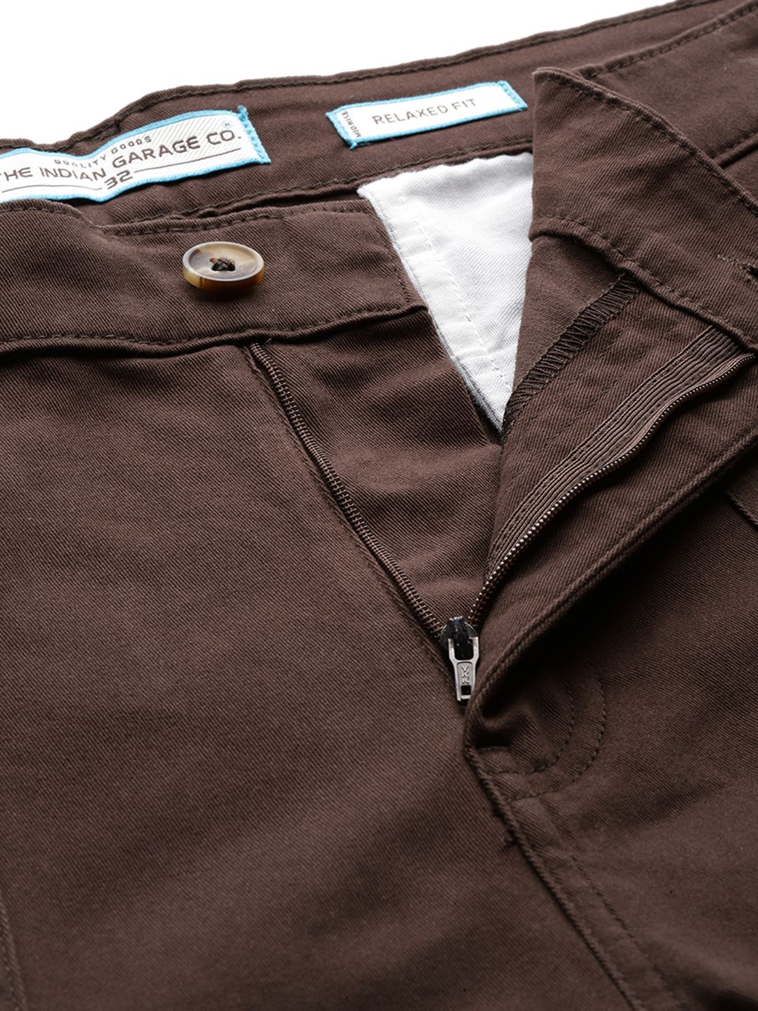 Men's Brown Relaxed Fit Solid Cargos