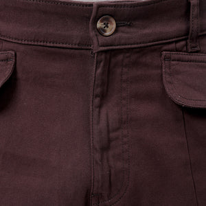 Men's Brown Relaxed Fit Solid Cargo