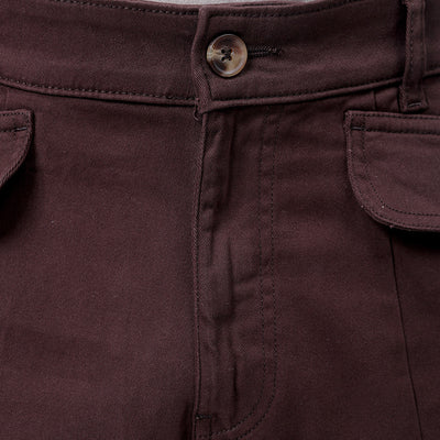 Men's Brown Relaxed Fit Solid Cargo
