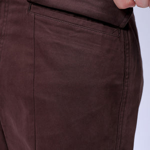 Men's Brown Relaxed Fit Solid Cargo