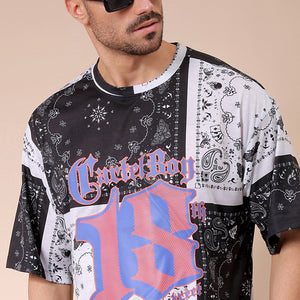 Men's White Oversized Paisley Printed T-Shirt