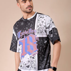 Men's White Oversized Paisley Printed T-Shirt