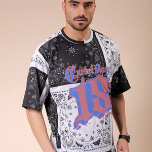 Men's White Oversized Paisley Printed T-Shirt
