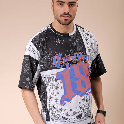 Men's White Oversized Paisley Printed T-Shirt