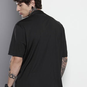 Men's Black Boxy Solid Street Wear Shirt