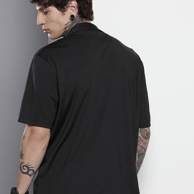 Men's Black Boxy Solid Street Wear Shirt