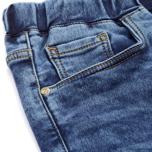 Men's Blue Regular Fit Solid Stretchable Denim Cargo Joggers