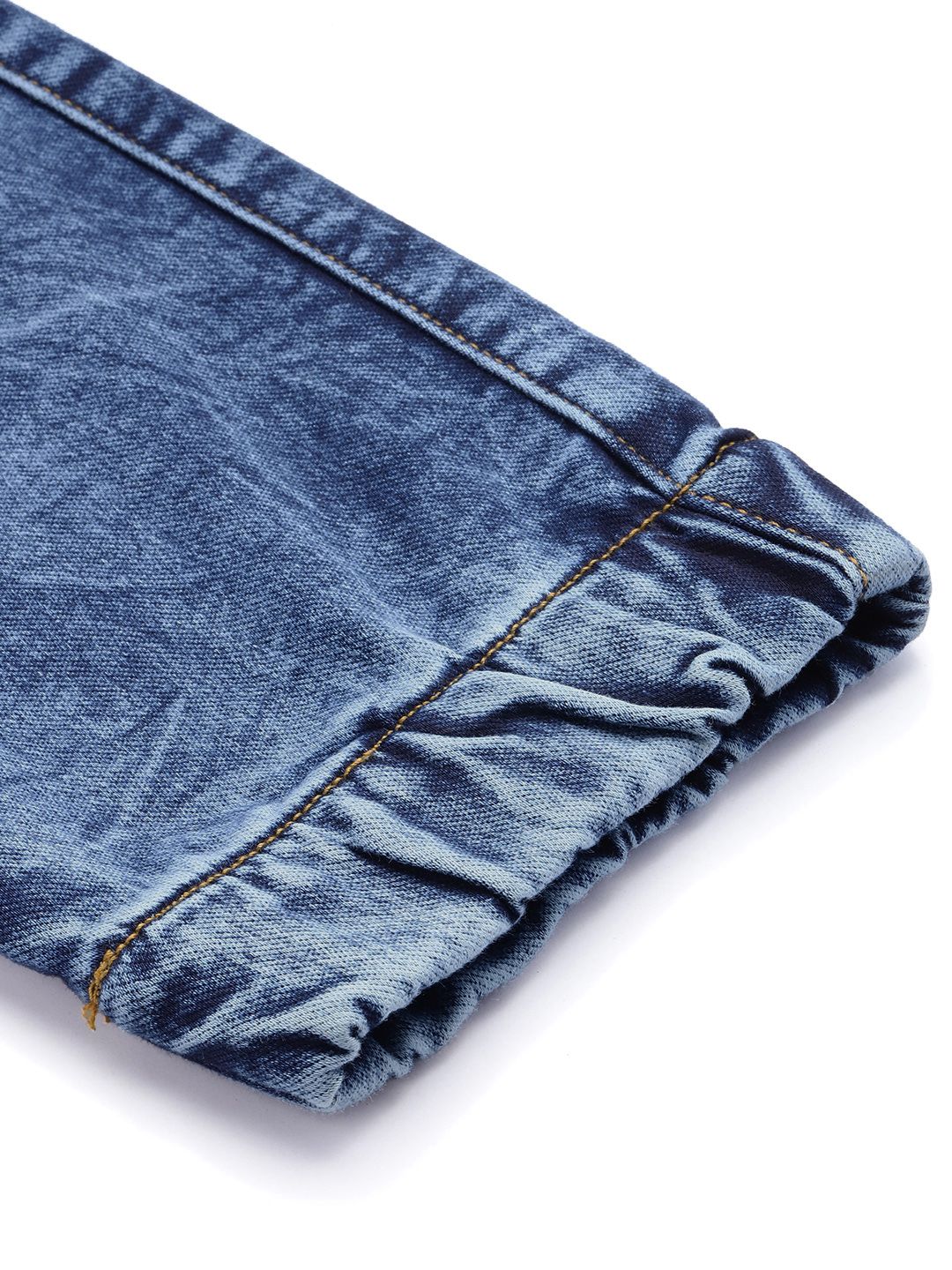 Men's Blue Regular Fit Solid Stretchable Denim Cargo Joggers