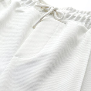 Men's White Relaxed Fit Printed Wide Leg Joggers