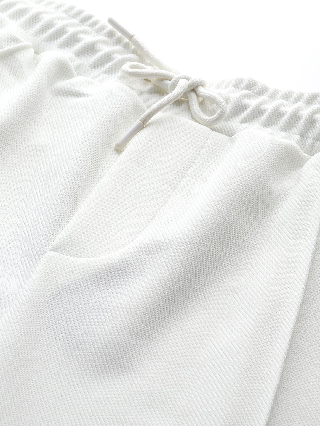Men's White Relaxed Fit Printed Wide Leg Joggers