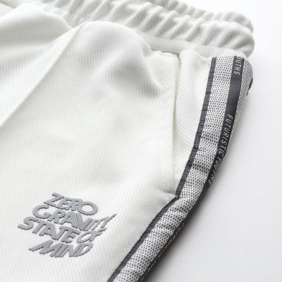Men's White Relaxed Fit Printed Wide Leg Joggers