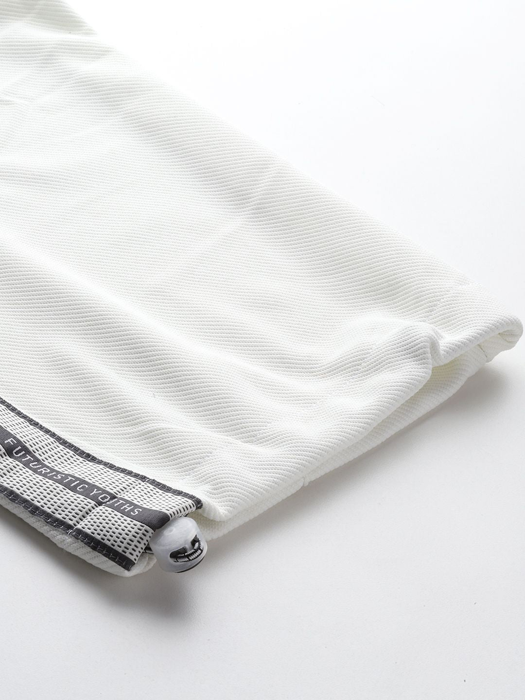 Men's White Relaxed Fit Printed Wide Leg Joggers