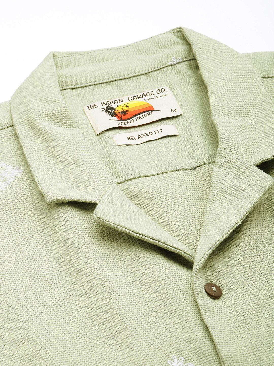 Men's Green Relaxed Fit Solid Resort Wear Shirt