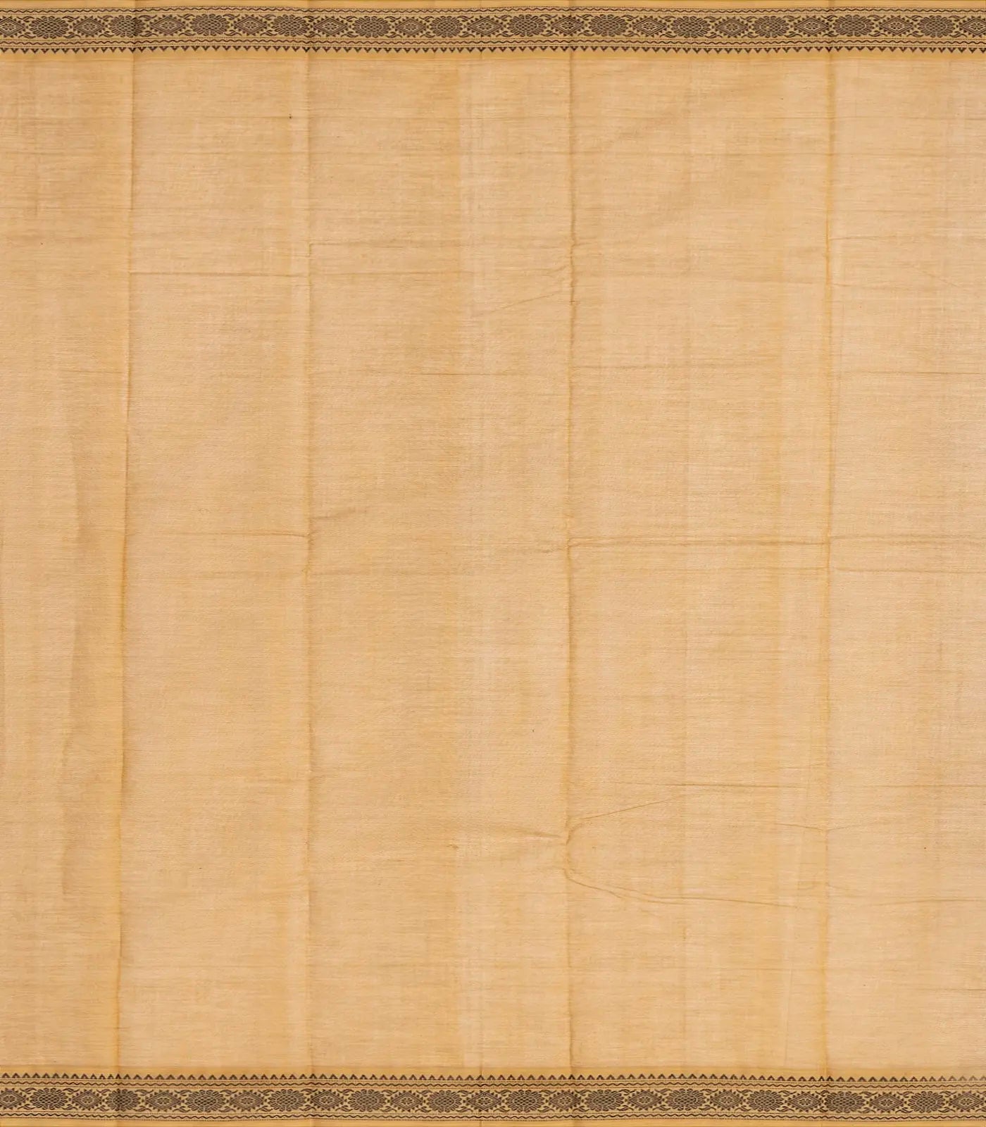 Black Handloom Kanchi Cotton Saree With Floral Buttas & Taupe Border