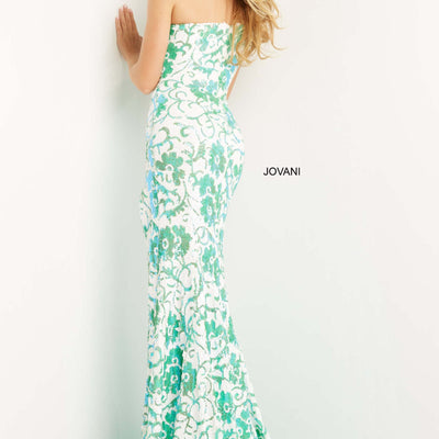 Sequin Fitted One Shoulder Slit Gown by Jovani 08256