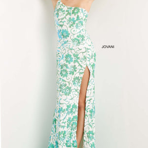 Sequin Fitted One Shoulder Slit Gown by Jovani 08256