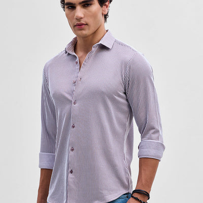 Lavender Stripes Slim Fit Stretch Shirt