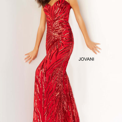 Sequin Print Fitted Sleeveless Gown by Jovani 08481