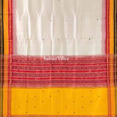 White Odisha Ikat Kathiphera Khandua Silk Saree
