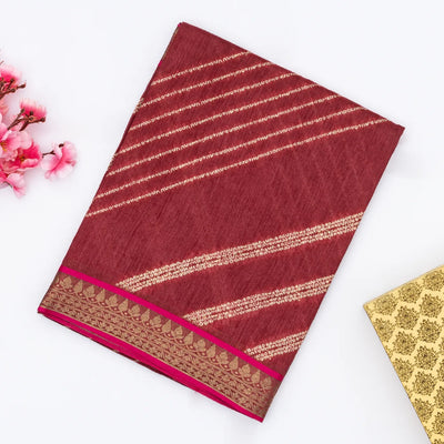 Crimson Handloom Tussar Silk Saree Printed With Bandani Motifs