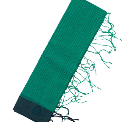 Aquamarine Bengal Cotton Saree With Dotted Stripes