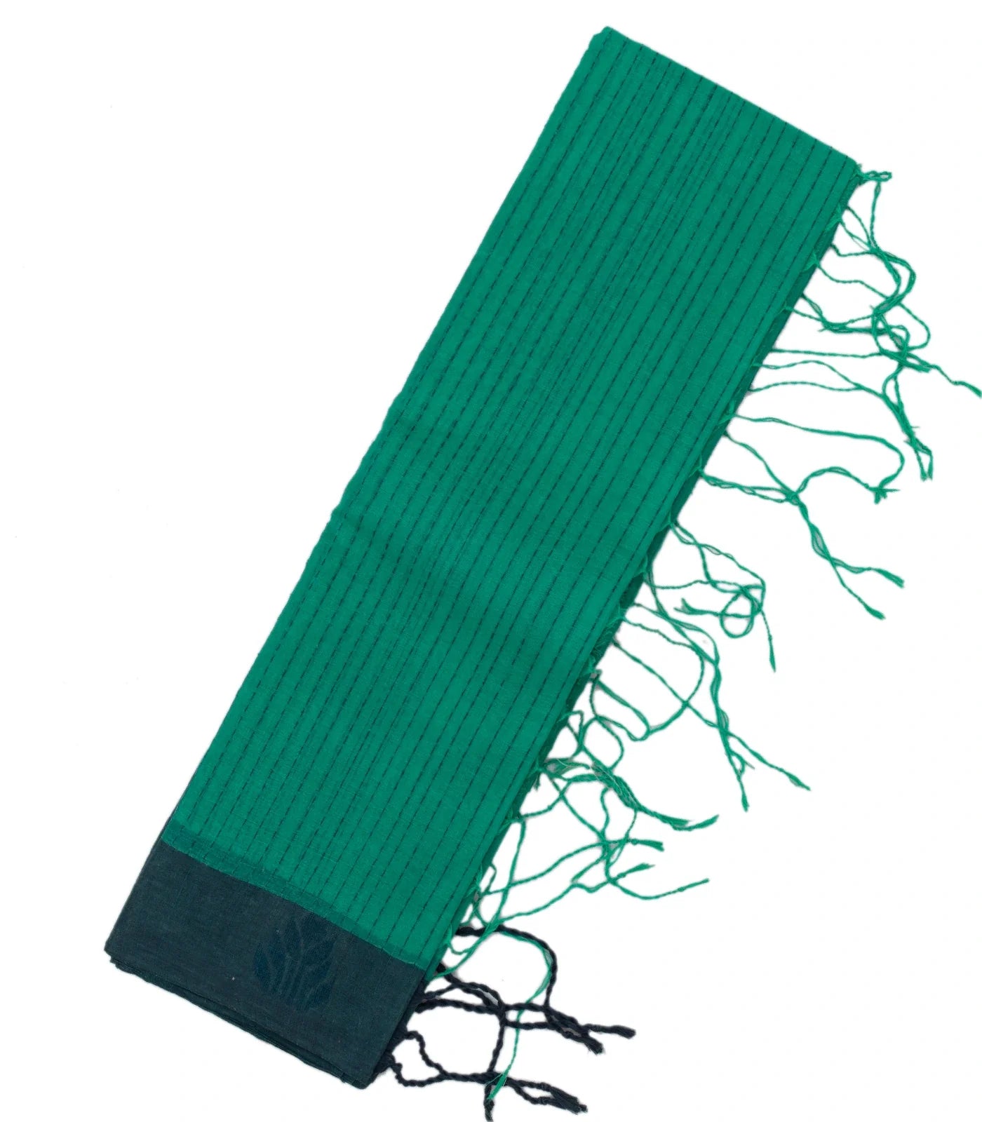 Aquamarine Bengal Cotton Saree With Dotted Stripes