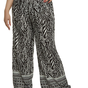 Plus Size Smocked Waist Printed Wide Leg Pants