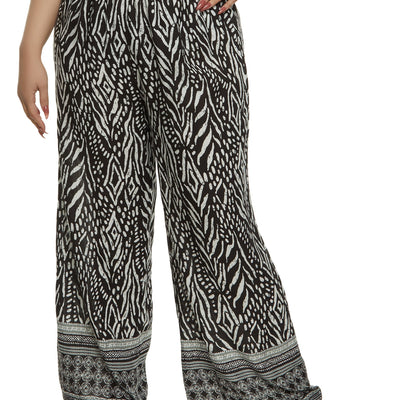 Plus Size Smocked Waist Printed Wide Leg Pants
